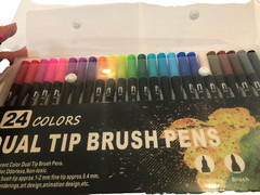 Dual Tip Brush Pens, 24 Colors Art Markers with Fine & Brush Tip