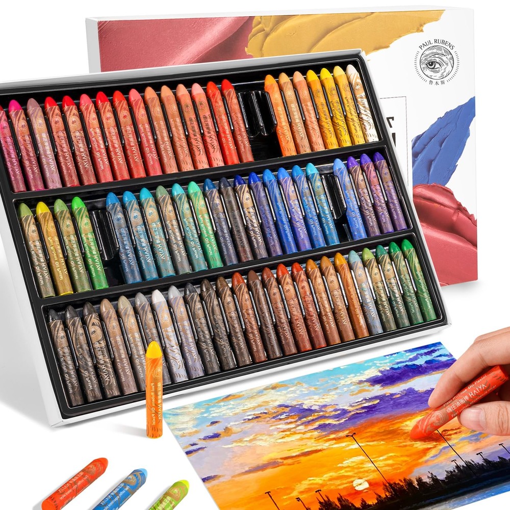 Oil Pastels Set – 72 Vibrant Colors, Ultra-Soft and Creamy Texture, Easy to B…