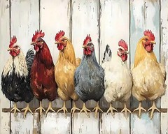 Chicken Paint by Numbers Kit for Adults DIY Farm Canvas Art 16×20 Inches