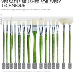 ARTIFY 15 Pcs Professional Oil Paint Brushes Set with Long and Heavy Handle