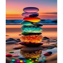 Sunset Beach Stone Paint by Numbers 16×20 Inch DIY Canvas Oil Painting Kit 1