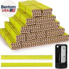 200 Pcs Flat Construction Pencils with Printed Ruler Wood Graphite 2 Pcs Carpent