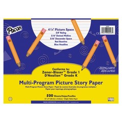 Pacon 2423 Multi-Program Picture Story Paper, 5/8-Inch Long Rule, 12 x 9, White