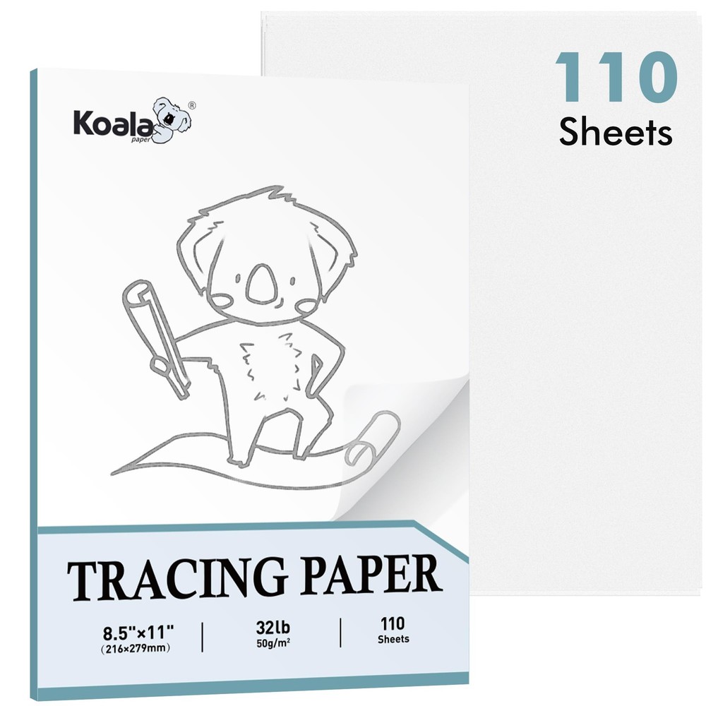 Koala 110 Sheets Tracing Paper 8.5×11 inch White Translucent Paper for Tracin…