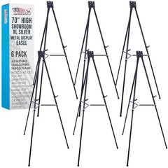 U.S. Art Supply 70″ Showroom XL Black Metal Display Easel 6 Pack Adjustable -NEW