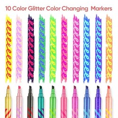 10 Pack Magic Jumbo Dual Tip Markers with Color Glitter Color Changing Markers