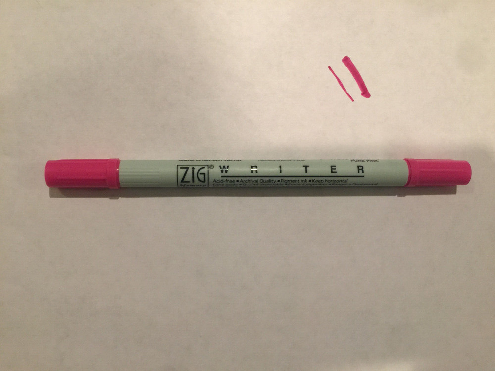 Kuretake ZIG Memory System Twin Dual Tip Marker, Writer, No. 025, Pure Pink