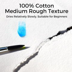 Watercolor Pad, 12×9″, 20 Sheets, 140lb/300gsm, 100% Cotton, Cold Press, Glue Bo