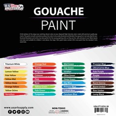 U.S. Art Supply 36 Color Set Gouche Paint in Large 18ml Tubes Color Mixing Wheel