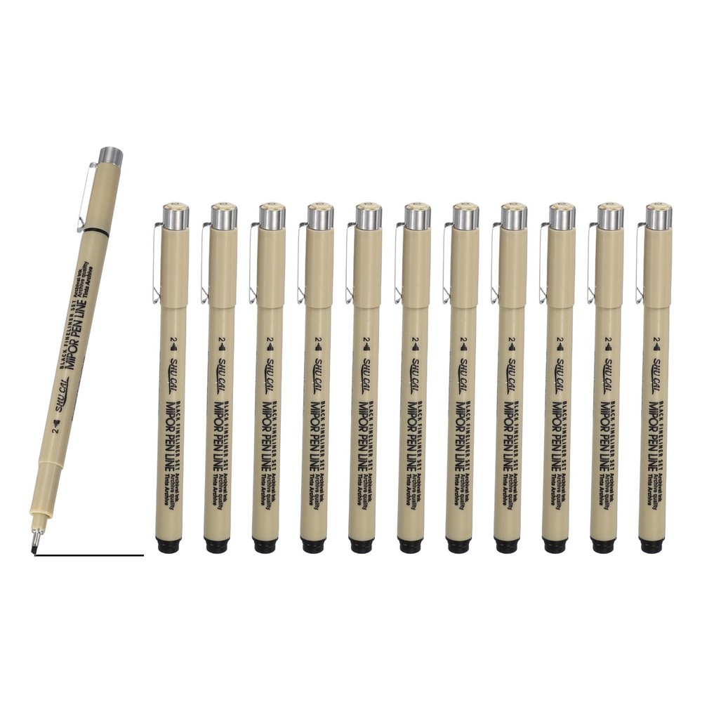Fineliner Pens, 12 Pcs 2 2mm Fineliner Marker Black Waterproof Ink Pens