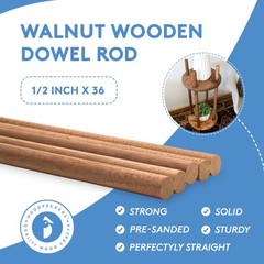 Walnut Wood Dowel Rods 1/2″ x 36″ Unfinished Sticks for Crafts/DIY | Woodpeckers
