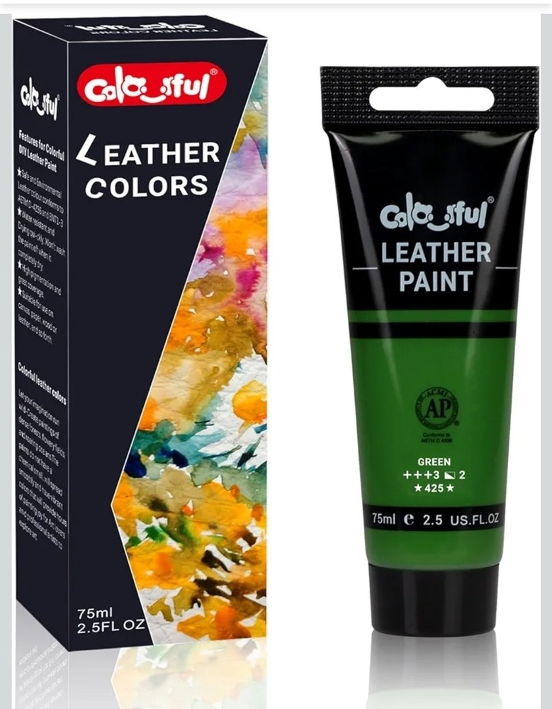 Colorful Acrylic Leather Paint 2.5oz Green – Shoe Painting Bag Decor, Jacket