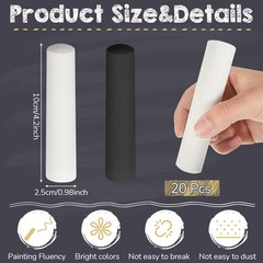 Chivertion 60 Pcs Sidewalk Chalk Jumbo Black White Washable Non Toxic Chalk For