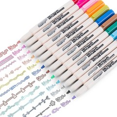 TRANSON 12pcs Outline Shimmering Markers with Metallic for Fun Art Drawing Cr…