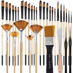 33 Pieces Paint Brush Set, Artist Series, Nylon Bristles with Round, Filbert,…