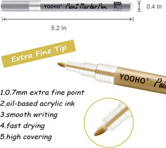 Paint Pen Gold Silver Metallic Permanent Acrylic Markers Set for Fabric Glass Ro