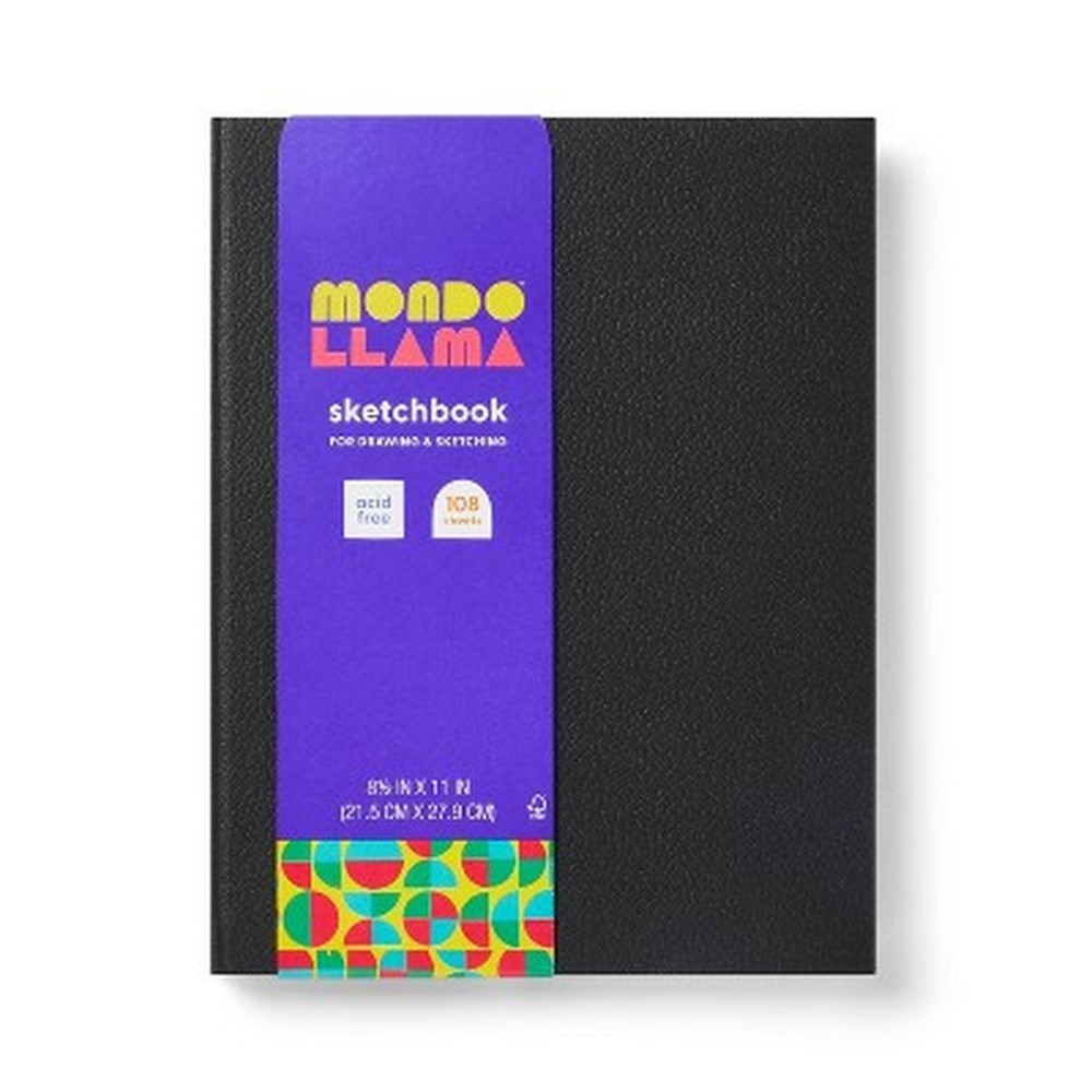 108pg Blank Hardbound Sketchbook 8.5″x11″ Black – Mondo Llama