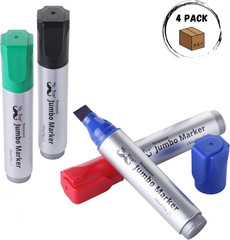 – Jumbo Permanent Markers 4 Pack Assorted Color Chisel Tip Large King Colo