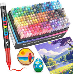 Guangna 240 Acrylic Paint Markers, Brush Tip Acrylic Paint Pens, Quick-Drying Wa