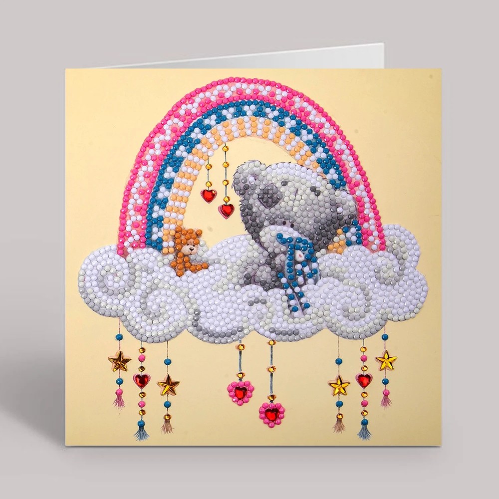CraftBuddyUS CCK-MTY128: “New Baby” Tiny Tatty Teddy Crystal Art Card – 18x18cm