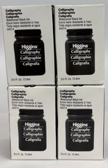 Higgins Calligraphy Ink – 2.5 oz, Black, Waterproof Set of 4