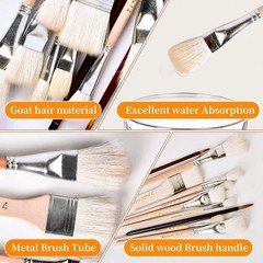 Mop Brush for Acrylic Painting,10 PCS Glaze Brushes for Pottery Goat Hair5124