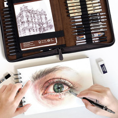 58 PCS Art Drawing Supplies Kit in Leather Case, Art Mechanical Pencil Set with