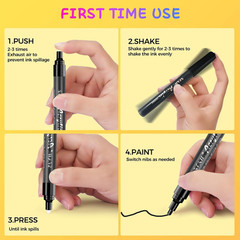 Acrylic Black Paint Pens – 8 Pack 2-3MM Medium Tip & 0.7MM Extra Fine Black Perm