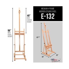 U.S. Art Supply Medium Wooden H-Frame Studio Easel with Artist Storage Tray -…