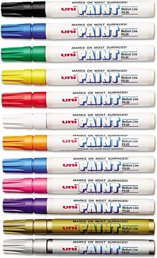 Uni-Paint 63631 PX-20 Oil-Based Permanent Marker, Med Bullet Tip, 12 Color Set