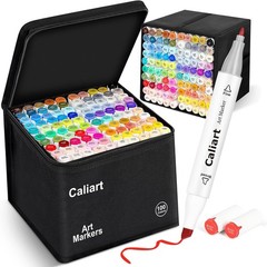 Complete 100 Color Art Marker Set – Smudge-Proof Dual Tip with Organization Case