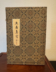 Chinese Calligraphy Set Patterned Hinged Case Brush Ink Stick Porcelain Dishes