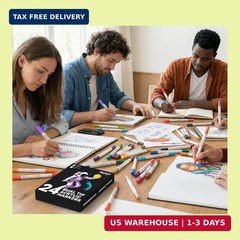 24 Dual Tip Acrylic Paint Markers Set | Coloured Markers with Brush & Extra Fine