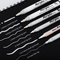 Thboxes White Pens Set, 6 Pcs Acrylic Paint Dual-Tip 1 Count (Pack of 6)