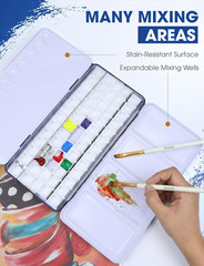 Large Empty Watercolor Palette Tin with Lid – Holds 48 Half Pans (63 Included),