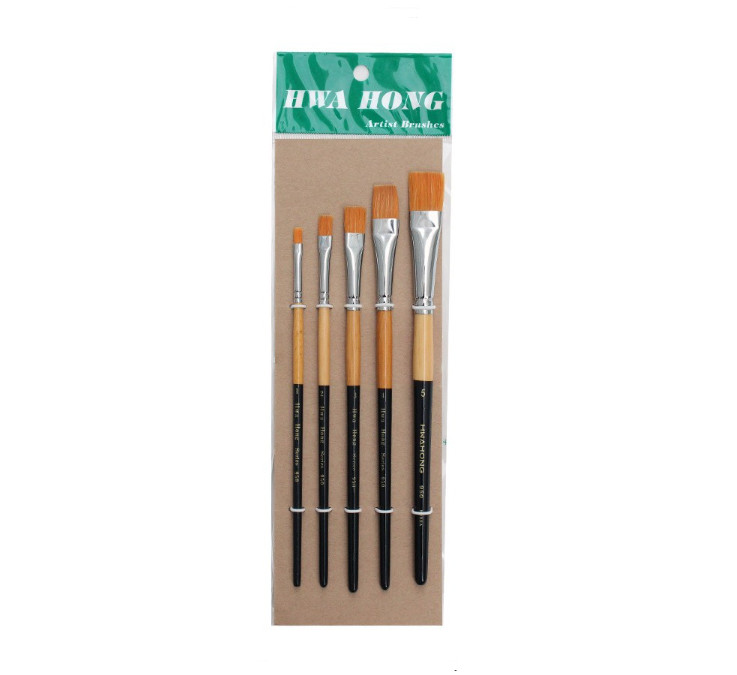 HWAHONG Artist Design Paint Brush Flat Flat Brush 950 1Set (5ea Brushes)
