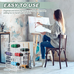 2 Pcs 360° Rotating Paint Holder Organizer, 6 Tier Spinning Paint Bottle Storage