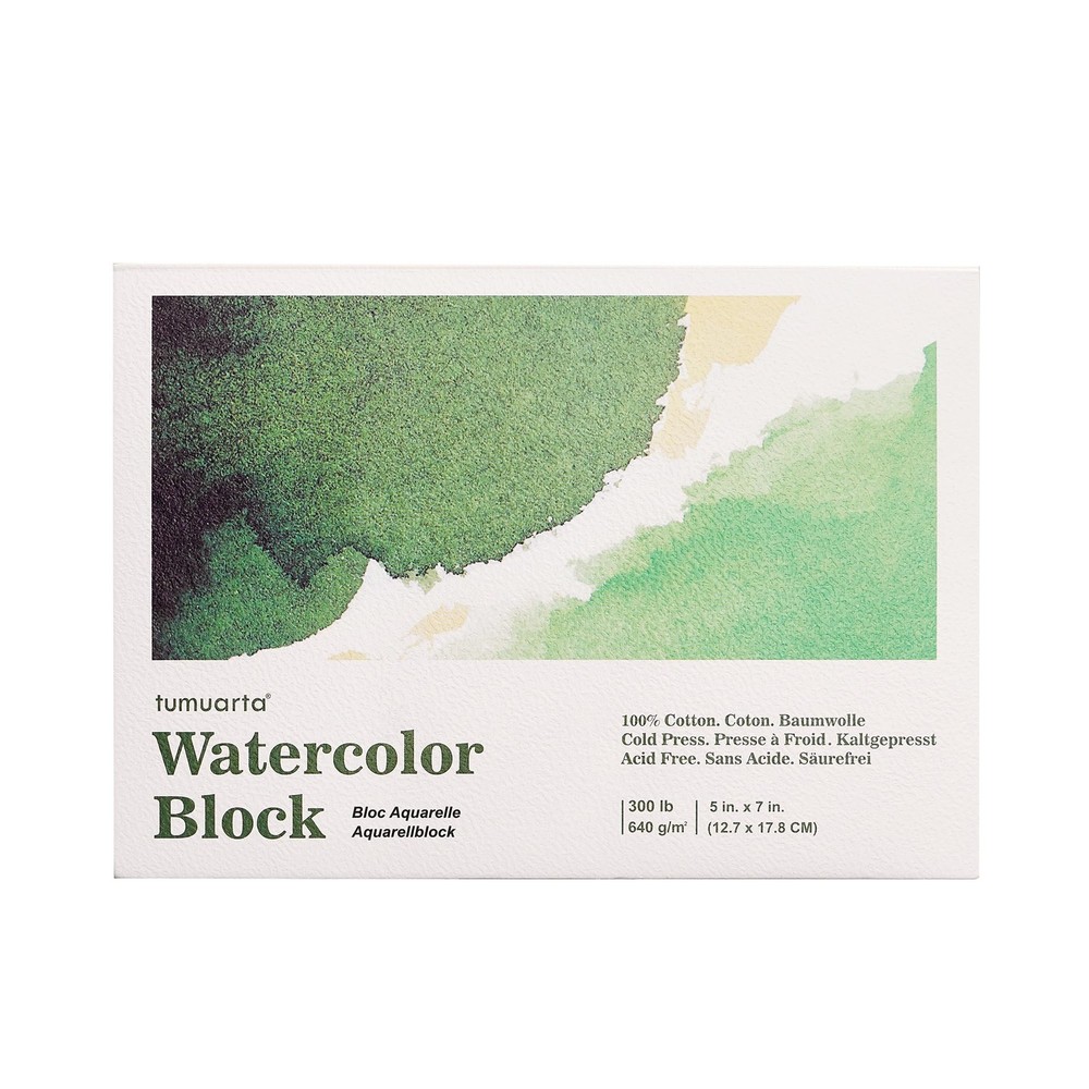 5×7 inch 300 LB 100% Cotton Watercolor Block 10 Sheets Cold Press Paper