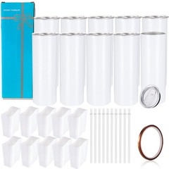 10 Pack Sublimation Tumblers Bulk Straight Skinny Tumbler Blanks 20oz for Hea…