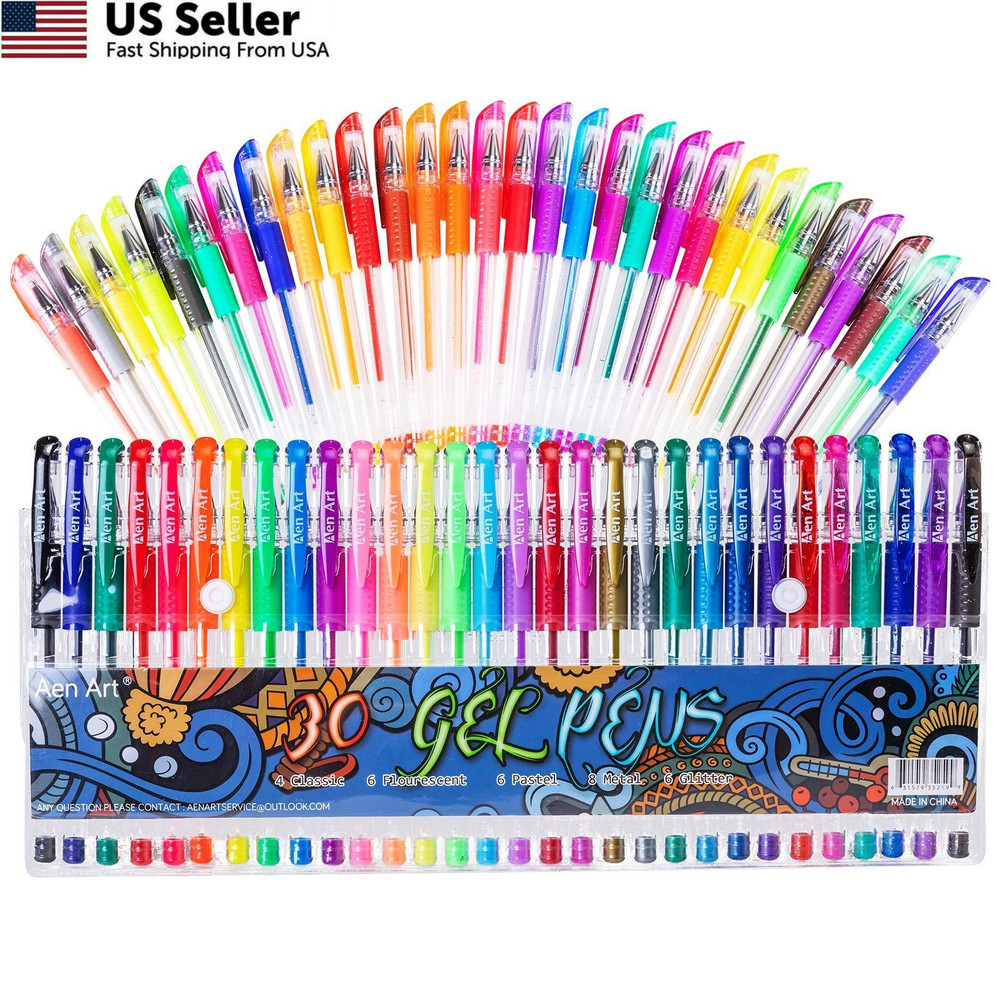 Aen Art Gel Pens for Adult Coloring Books, 1 Count (Pack of 30), Multicolor