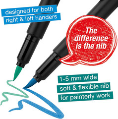 Black Edition Felt Tip Pens, Soft Brush Nib, 10 Colors