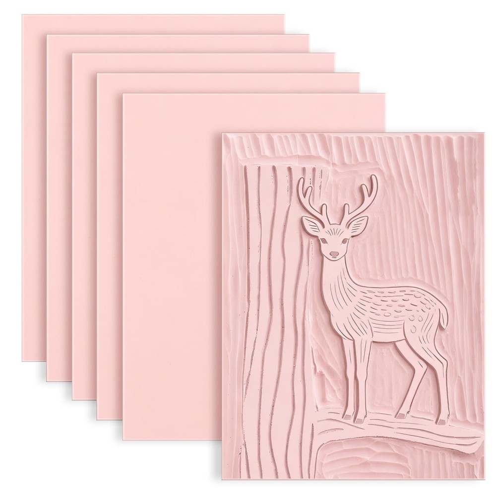 6 Pack 4″x6″ Pale Pink Rubber Stamp Carving Block Carved Brick Soft Craft