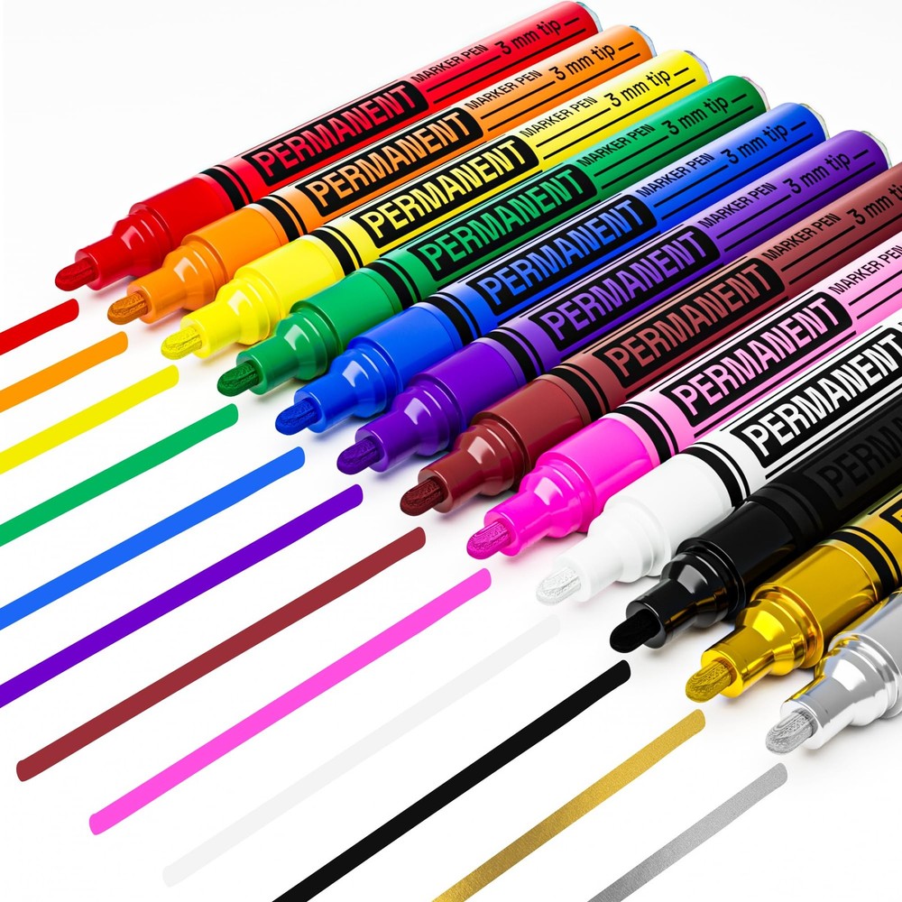 ARTISTRO 12 Oil-Based Permanent Paint Markers – Medium Tip Markers for Tire, Woo