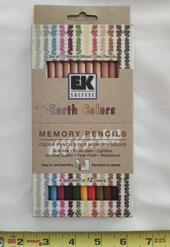 EK Success Earth Colors 12 Memory Pencils Scrapbooking New Natural Wood VTG