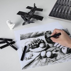 24 PCS Compressed Charcoal Sticks Soft Medium Hard White Drawing Sketching Kit