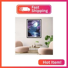 QINRUBB DIY Bright Moon Diamond Painting Kits, Full Drill Moonlight Diamond Art