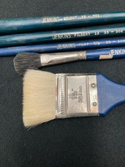 Lot Of 5 Jenkins Brushes-Blender-Mop-Flat-Filbert-Bright-7.5″ To 12″