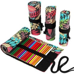 12/24/36/72 Slots Pencil Wrap Pencil Rolls, Artist 12slots Colorful Leaves