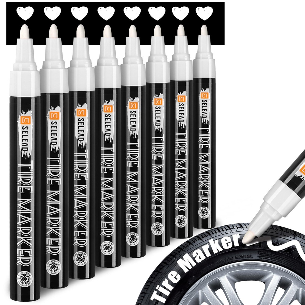 SELEAD Tire Marker White – 8 Pack Paint Pens for 1 Count (Pack of 8), 8white