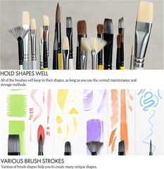 Paint Brush Set 10 Pieces Acrylic Painting case Nylon Hair Acrylic White